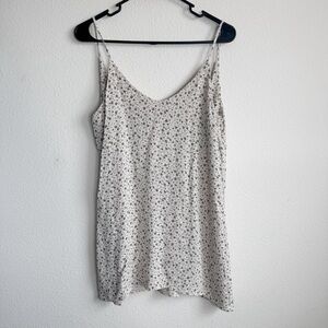 Brandy Melville white gray floral raw silk style tank shirt one size